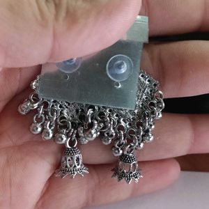 Silver Peacock Jhumka