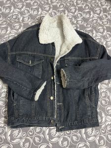 Denim Jacket with Shearling Collar