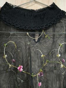 Floral Embroidered Mesh Top