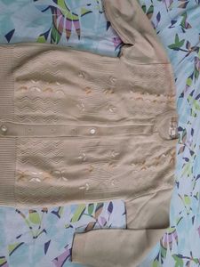Beige Colour Embroidered Cardigan