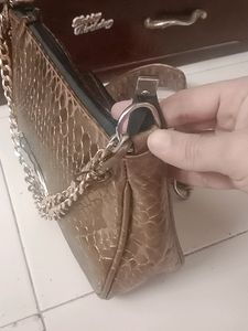 Price Drop Sabyasachi Gold leather Croco sling