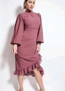 Mauve Ruffle Midi Dress