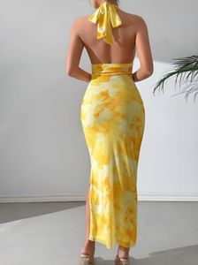 Yellow Halter Maxi Dress