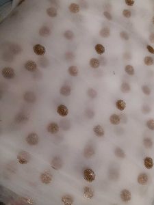 Gold Polka Dot Embroidered Dyeable Net Fabric