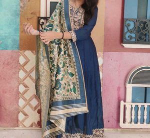 Elegant Blue Embroidered Kurta Set