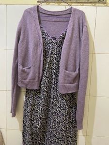 Floral Dress with Cardigan