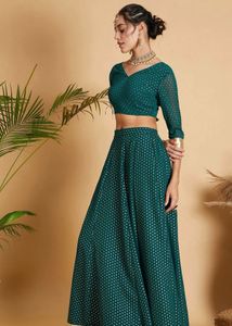 Green Embellished Lehenga Choli