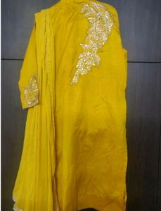 Designer Applique Work Mustard Pakistani Suit Set