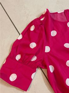 dressberry women pretty pink polka dotted top