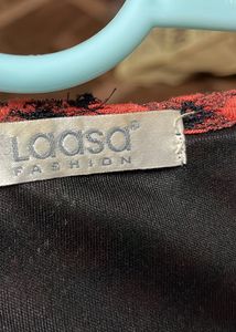 Coral-Black Bodycon Dress
