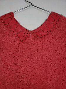 Red Lace Peter Pan Collar Top