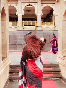 Elegant Red &amp; Black Saree
