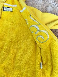 Yellow Embroidered Zip-Up Hoodie