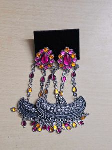 Orange- Magenta Boho Earrings