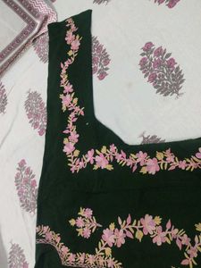 Embroidered Green Kurta