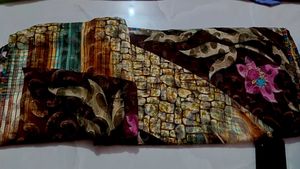 Brown Floral Print Sari