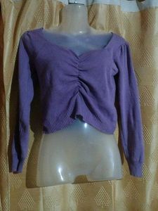 Lavender long sleeve crop top