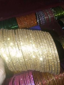 Set of Gold Glitter Bangles