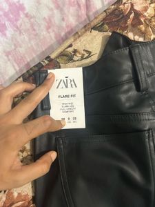 Zara Faux Leather Flared Pants + freebie