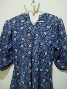 Floral Print Anarkali Kurta Pyjama Dupatta Set