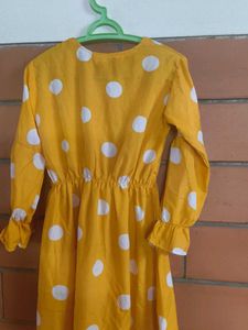 Yellow Polka Dot Long Sleeve Dress