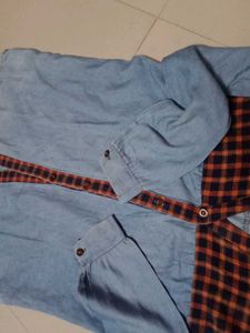 Blue Plaid Accent Button-Down