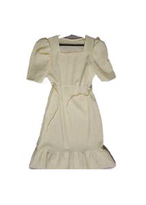 Cream Ruffled Midi Dress