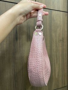 Crocodile Effect Leather Moon  Bag