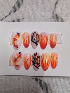 Flame Butterfly Press-On Nails