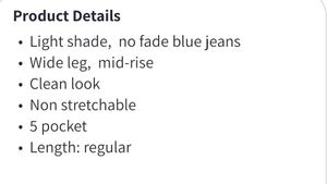 Tokyo Talkies Blue Wide Leg Jeans