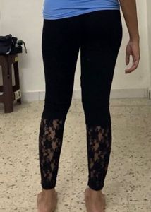 Black Lace Detail Leggings