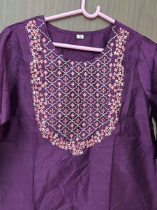 Embroidered Purple Kurta for size L