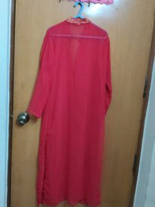 Pink  Sleeveless Blouse, Palazzo And Overcoat