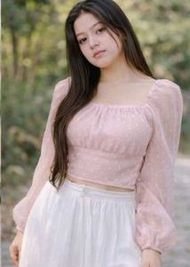 Pink Sheer Sleeve Top