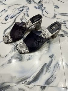 Black And White Block Heels