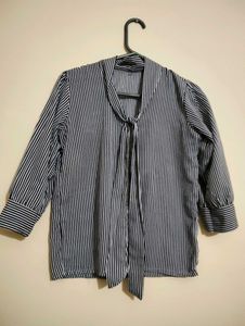 Striped Tie Neck Shirt