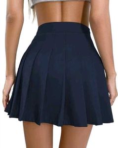 Navy Blue Pleated Mini Skirt