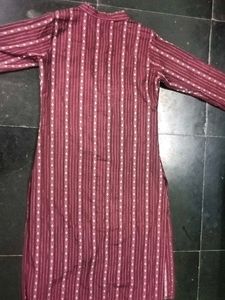 Maroon Striped Kurta Dress