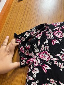 “Fig” Floral Black Dress