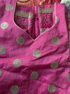 New Beautiful cotton suit with chiffon dupatta