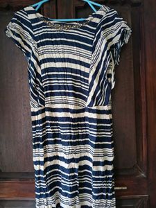 Striped Beaded Neck Dress