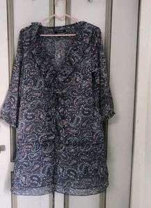 Paisley Print Ruffle Dress