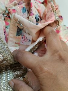 Sandal pink green Floral Flared gown..