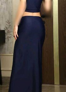 Elegant Navy Blue Slit Skirt and top