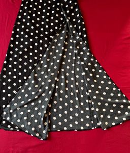 Berrylush Polka Dot Black Long Skirt