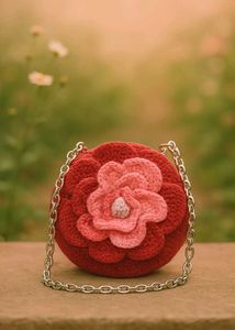 Woolen Red Rose Hand Bag 🌹