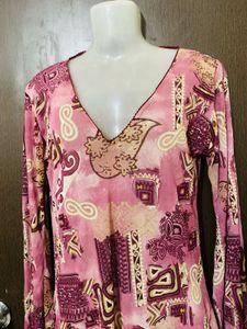 Pink Patterned Long Sleeve Top