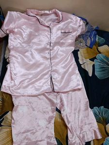 Pink Satin Heart Pajama Set