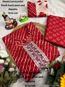 Heavy Lehriya Kurti Pant Set