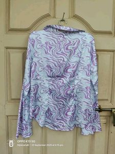 Purple Swirl Print Button-Up